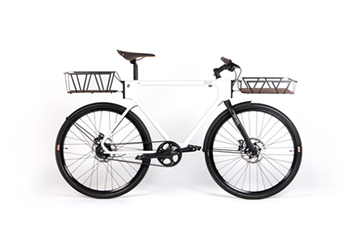 Fulton bike white frame with carrying basket before handels and after seat